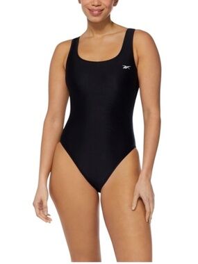 Women's Reebok Scoop-Neck Athletic One-Piece Swimsuit, Black, XL